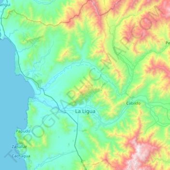 Topografische Karte La Ligua, Höhe, Relief