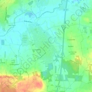 Topografische Karte Pont-Péan, Höhe, Relief