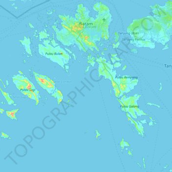 Topografische Karte Batam City, Höhe, Relief