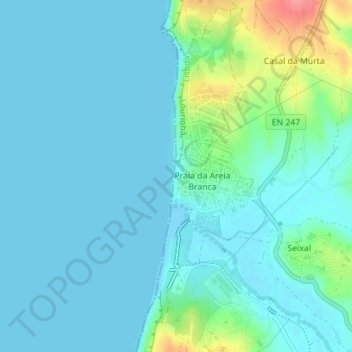 Topografische Karte Praia da Areia Branca, Höhe, Relief