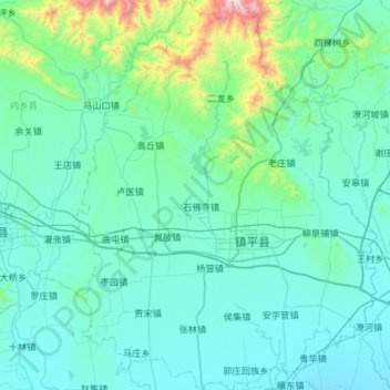 Topografische Karte 镇平县, Höhe, Relief