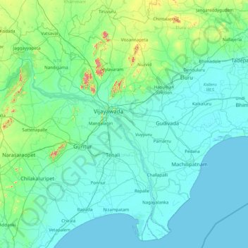 Topografische Karte Krishna, Höhe, Relief