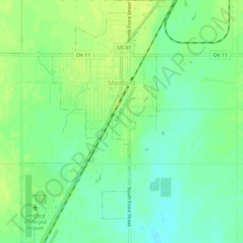 Topografische Karte Medford, Höhe, Relief