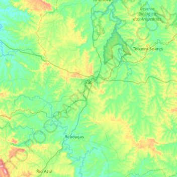 Topografische Karte Irati, Höhe, Relief