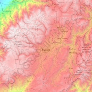 Topografische Karte Cuenca, Höhe, Relief