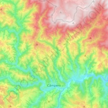 Topografische Karte Câmpeni, Höhe, Relief