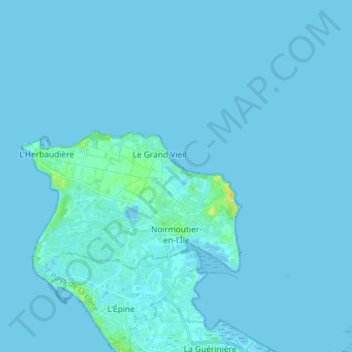 Topografische Karte Noirmoutier-en-l'Île, Höhe, Relief