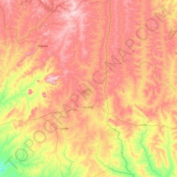 Topografische Karte Cuvango, Höhe, Relief