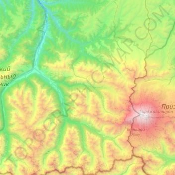 Topografische Karte Хурзукское сельское поселение, Höhe, Relief