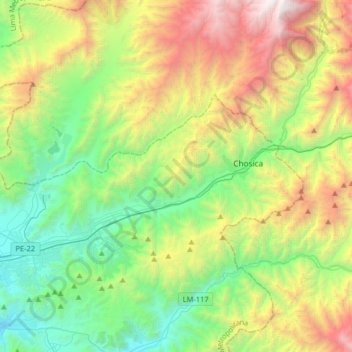 Topografische Karte Lurigancho, Höhe, Relief