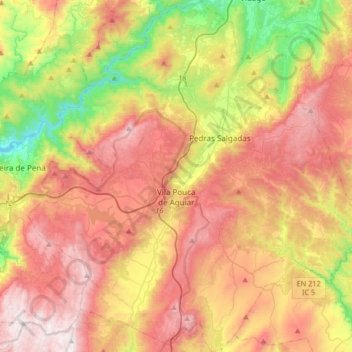 Topografische Karte Vila Pouca de Aguiar, Höhe, Relief