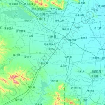 Topografische Karte 叶县, Höhe, Relief