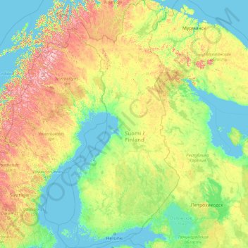 Topografische Karte Finnland, Höhe, Relief