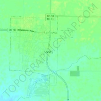 Topografische Karte Sandoval, Höhe, Relief
