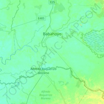 Topografische Karte Babahoyo, Höhe, Relief