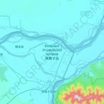 Topografische Karte 黑瞎子岛, Höhe, Relief