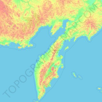 Topografische Karte 堪察加邊疆區, Höhe, Relief