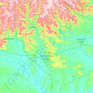 Topografische Karte Santa Cruz do Sul, Höhe, Relief
