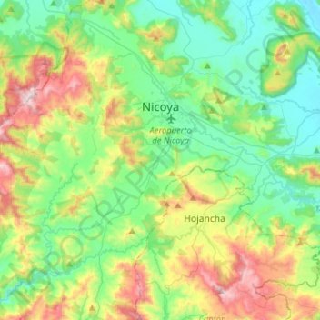 Topografische Karte Nicoya, Höhe, Relief