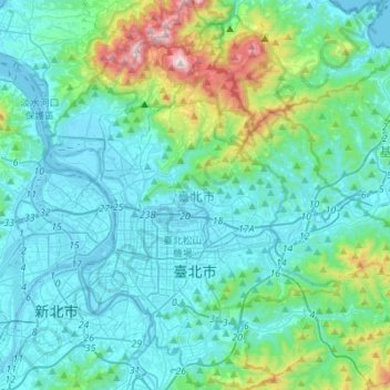 Topografische Karte Taipeh, Höhe, Relief