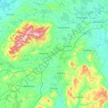 Topografische Karte County Laois, Höhe, Relief