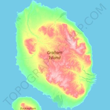 Topografische Karte Graham Island, Höhe, Relief