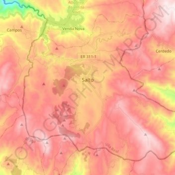 Topografische Karte Salto, Höhe, Relief