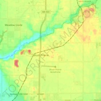 Topografische Karte Brush Prairie, Höhe, Relief
