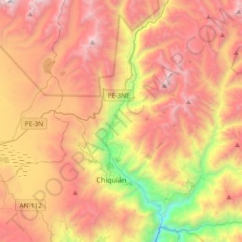 Topografische Karte Huasta, Höhe, Relief