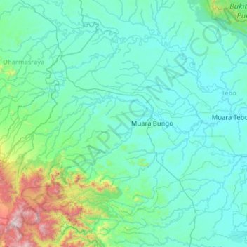 Topografische Karte Bungo, Höhe, Relief
