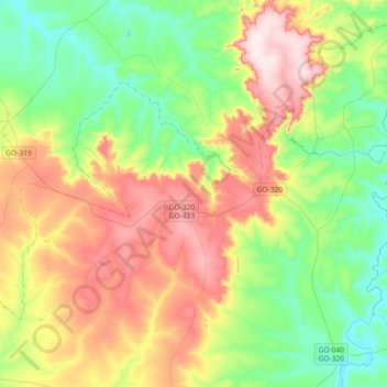 Topografische Karte Joviânia, Höhe, Relief