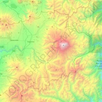 Topografische Karte Cayambe, Höhe, Relief