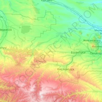 Topografische Karte Предгорный муниципальный округ, Höhe, Relief