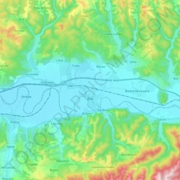 Topografische Karte Ilia, Höhe, Relief