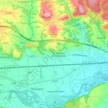 Topografische Karte Gemeinde Sankt Georgen am Ybbsfelde, Höhe, Relief