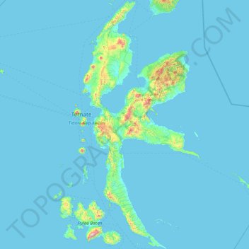 Topografische Karte Pulau Halmahera, Höhe, Relief