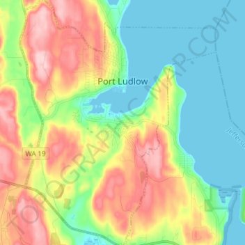 Topografische Karte Port Ludlow, Höhe, Relief