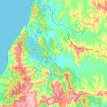 Topografische Karte Vichuquén, Höhe, Relief