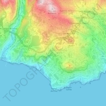 Topografische Karte São Martinho, Höhe, Relief