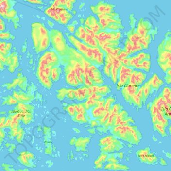 Topografische Karte Isla Clarence, Höhe, Relief