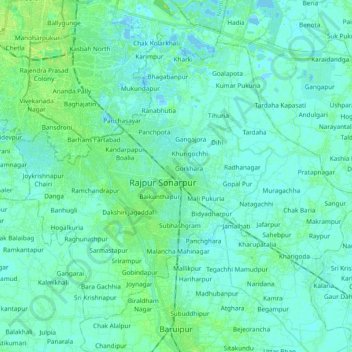 Topografische Karte Sonarpur, Höhe, Relief