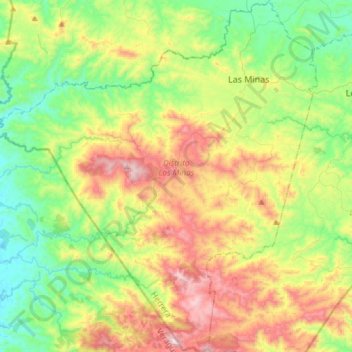 Topografische Karte Distrito Las Minas, Höhe, Relief