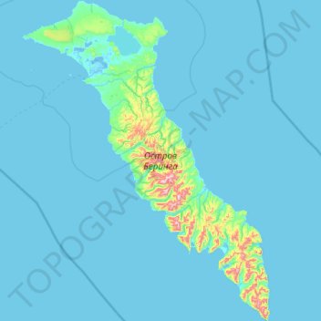 Topografische Karte Beringinsel, Höhe, Relief