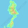 Topografische Karte Karakelong Island, Höhe, Relief