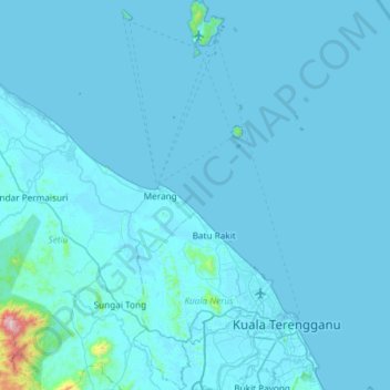 Topografische Karte Kuala Nerus, Höhe, Relief