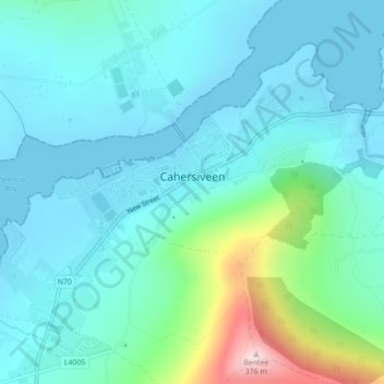 Topografische Karte Cahersiveen, Höhe, Relief