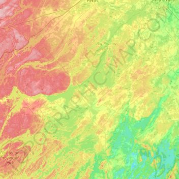 Topografische Karte Rideau Lakes, Höhe, Relief