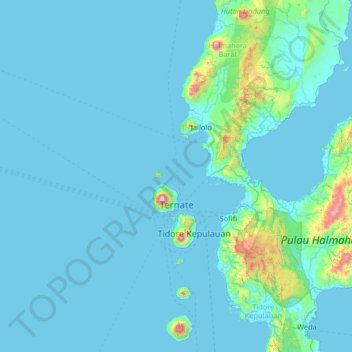 Topografische Karte Ternate, Höhe, Relief