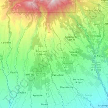 Topografische Karte Rovira, Höhe, Relief