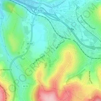 Topografische Karte Villars, Höhe, Relief